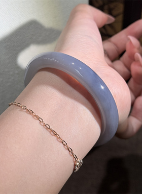 天然和田玉高冰香芋紫圆条玉手镯