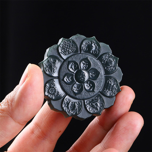 和田玉黑青玉塔青细料八宝罗盘吊坠挂件六字真言莲花牌毛衣链项链