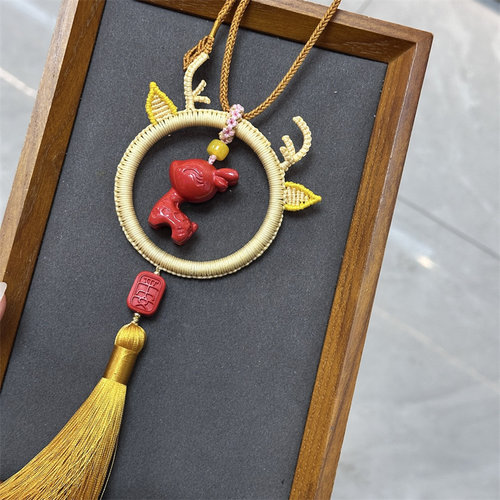 天然水飞砂一鹿有你手工编织挂件