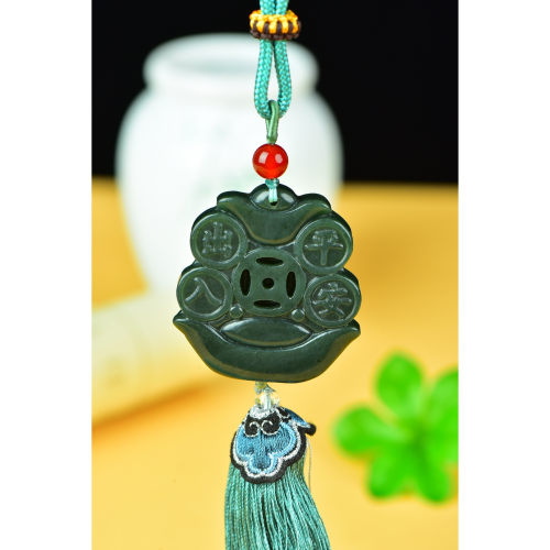 天然新疆和田玉青玉出入平安车挂