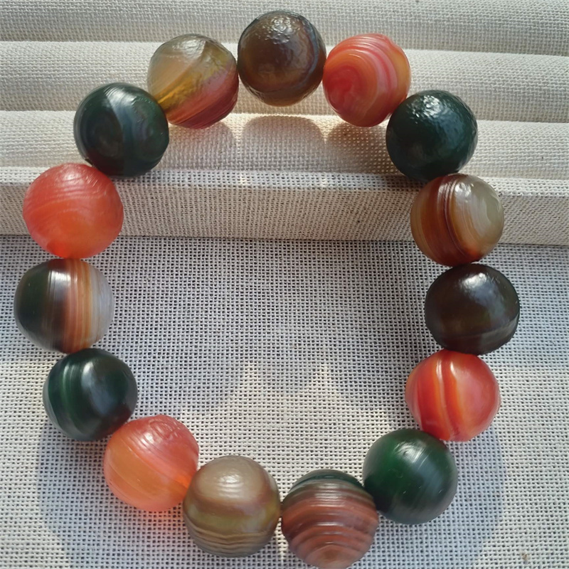 天然阿拉善南红玛瑙圆珠手串礼物