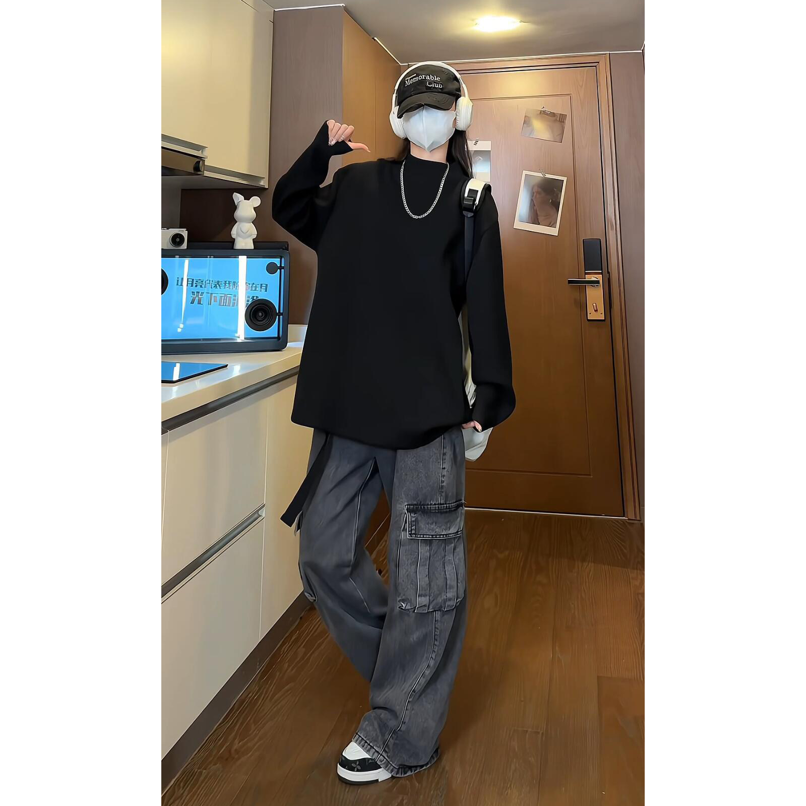 德绒长袖T恤秋冬宽松潮流百搭纯色秋衣内搭保暖ins大码高领打底衫,男装T恤,星座414-3