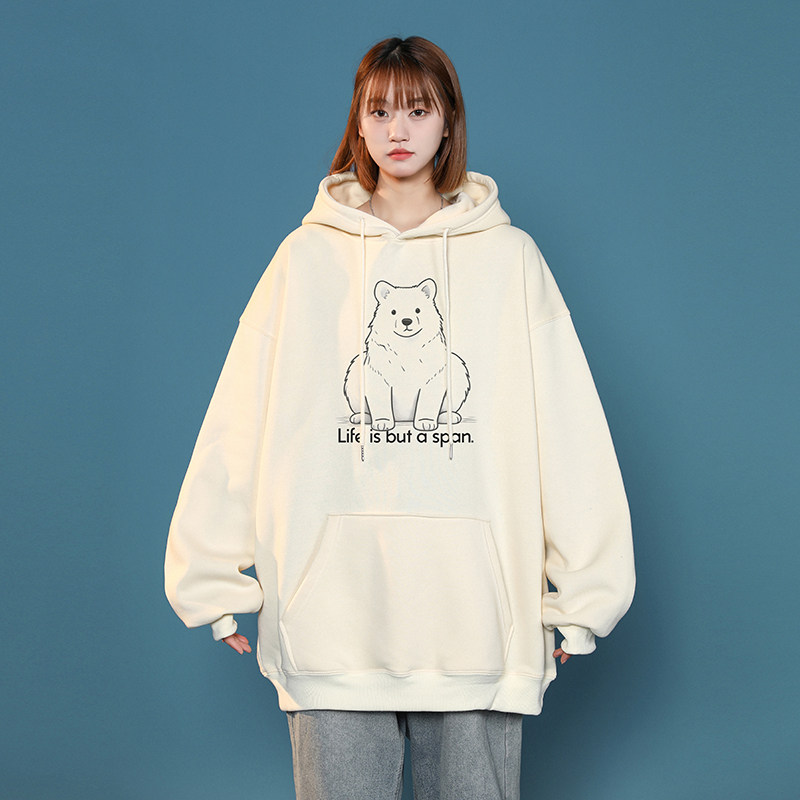 2025秋冬加绒加厚连帽卫衣潮流宽松连帽外套W9907-P40加绒P45,女装短外套,星座414-3