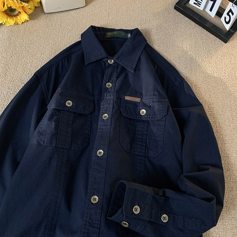 美式复古纯棉工装衬衫男款长袖日系衬衫大码大8XL！C8177-P58,男装衬衫,星座414-3
