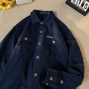 美式复古纯棉工装衬衫男款长袖日系衬衫大码大8XL！C8177-P58图片