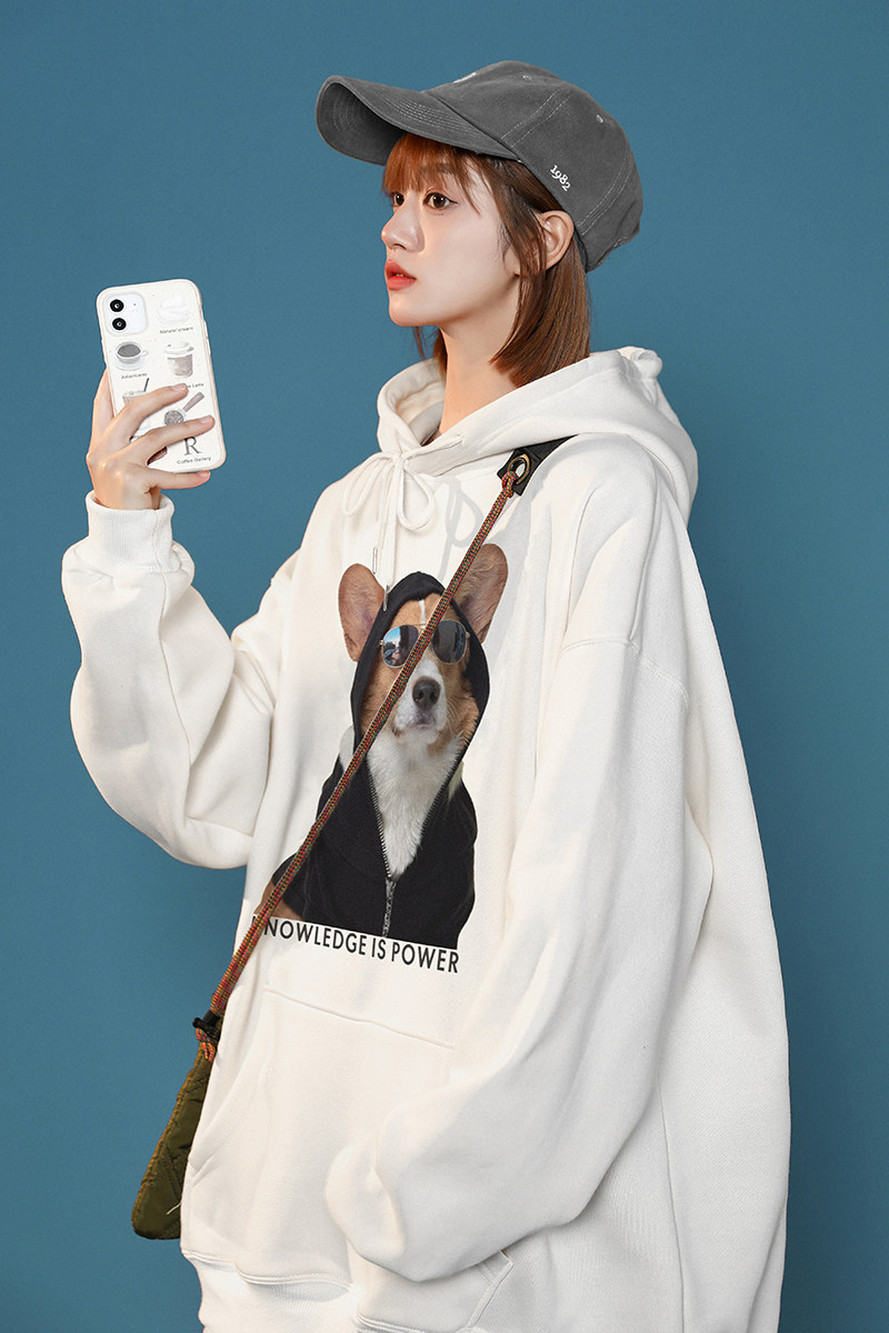 2024秋冬加绒加厚连帽卫衣潮流宽松连帽外套W9910-P40加绒P45,女装短外套,星座414-3
