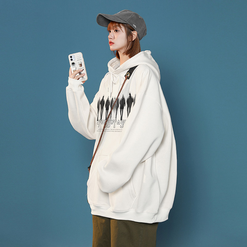 2024秋冬加绒加厚连帽卫衣潮流宽松连帽外套W9908-P40加绒P45,女装短外套,星座414-3