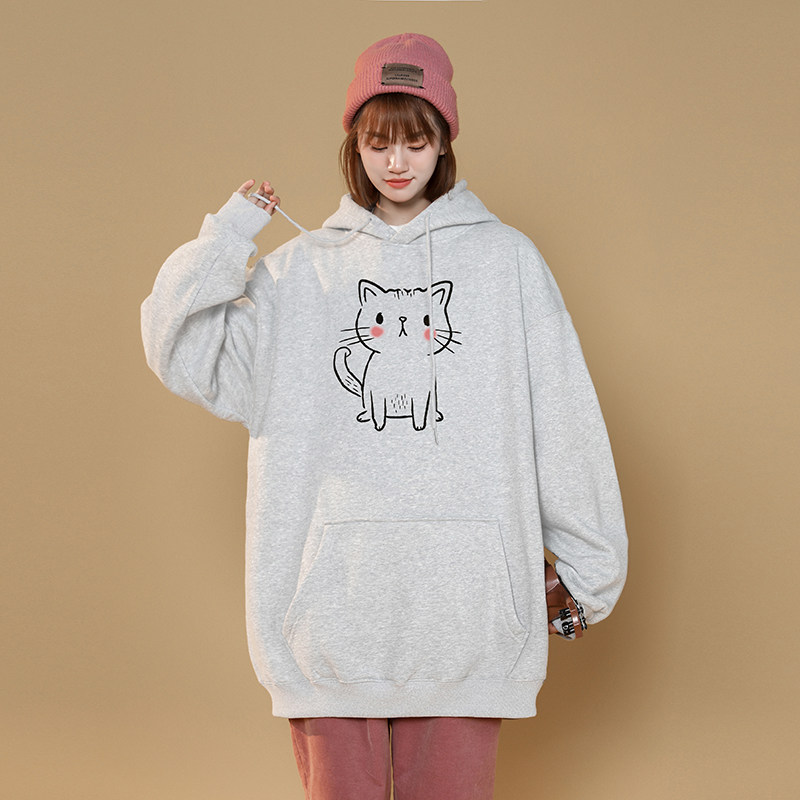 2024秋冬加绒加厚连帽卫衣潮流宽松连帽外套W9901-P40加绒P45,女装短外套,星座414-3