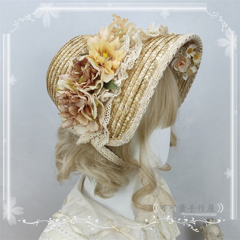 原创手作 复古田园风波奈特草帽 lolita生成色蕾丝绑带优雅古董帽,模玩/动漫/周边/娃圈三坑/桌游,lolita洛丽塔配饰小物/道具,淘宝优惠券,粉丝福利购,淘宝优惠卷