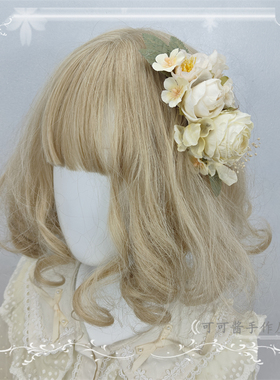 原创手作优雅cla花丸发夹复古生成色蓝色紫色花朵花墙田园风小物