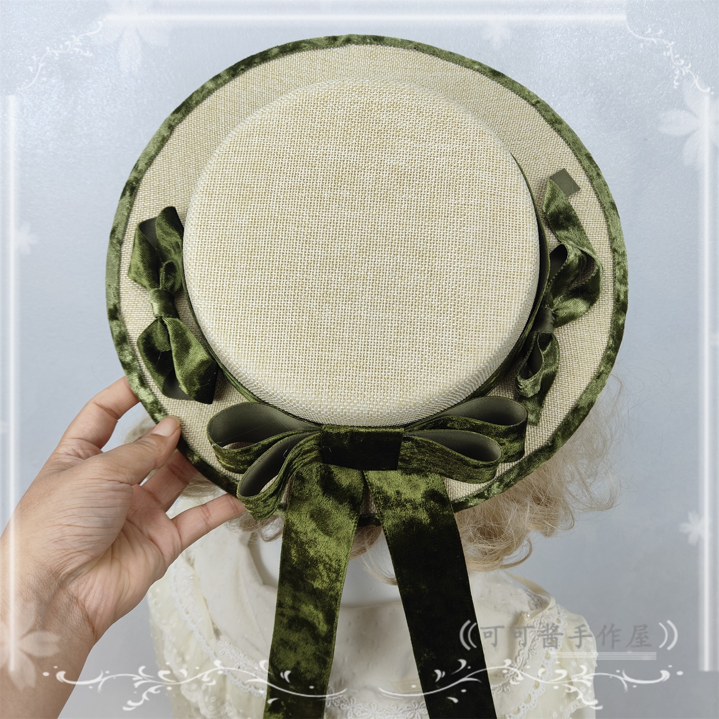 原创手工苔绿色小物CLA优雅发饰