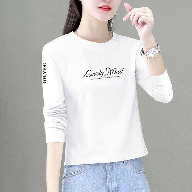 2026春秋新款纯棉长袖T恤女上衣矮个子短款宽松上衣内搭打底衫潮