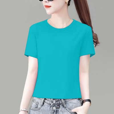 短袖通勤常规纯色纯棉女