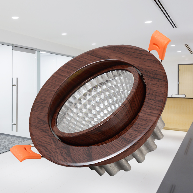 射灯中式cob木纹三变光天胡桃