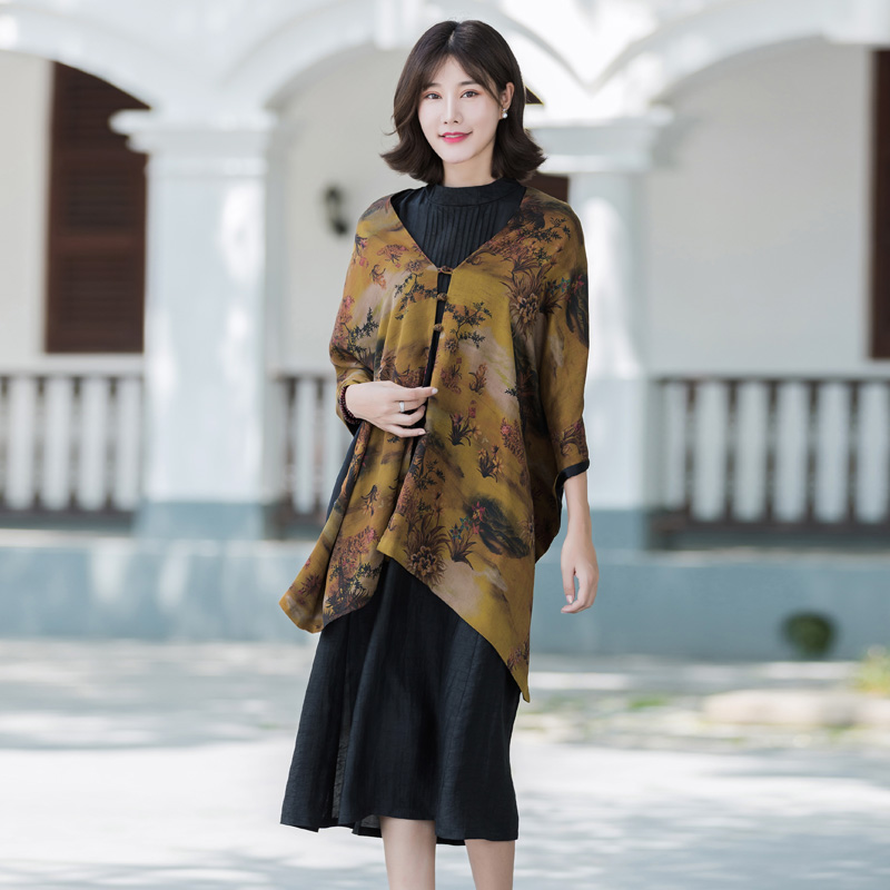 香云纱真丝围巾女式2025春秋长款披肩双层两用加厚丝巾100%桑蚕丝
