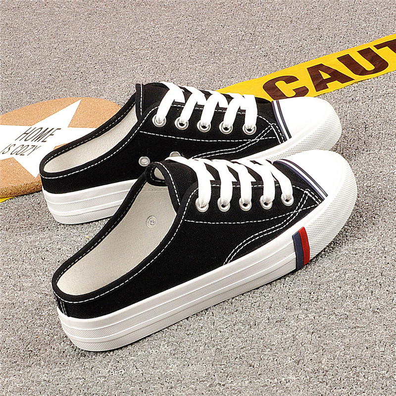 Backless White shoes Half dragged new pattern simple ventilation Lazy man Women's Shoes student Korean Edition Versatile canvas shoe Adorable sisterin the Women's Shoes, Canvas shoes  category - from Buy2taobao.com to provide professional Taobao agent buy service