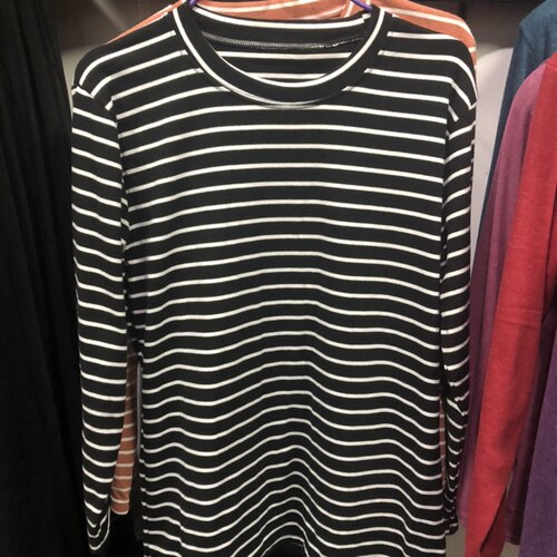 德绒长袖女t恤条纹女装大码妈妈