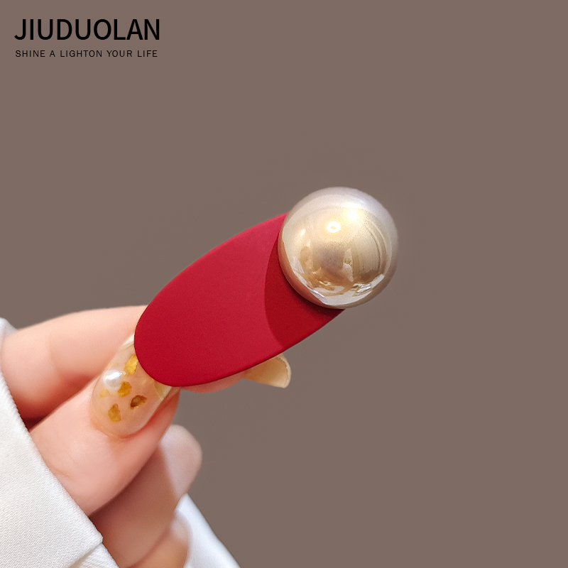 红色新款发饰留海发夹精致小边夹高端鸭嘴夹洋气碎发夹2025发卡女