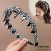 韩国东大门同款 欧根纱水晶带齿波浪发箍女百搭高颅顶洗脸头箍发卡