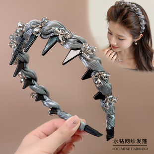 韩国东大门同款 欧根纱水晶带齿波浪发箍女百搭高颅顶洗脸头箍发卡