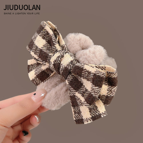 蝴蝶结毛绒抓夹女2025新款