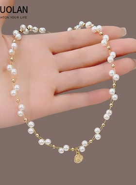 珍珠人像项链2022年新款潮