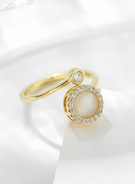 猫眼石戒指女ins网红时尚