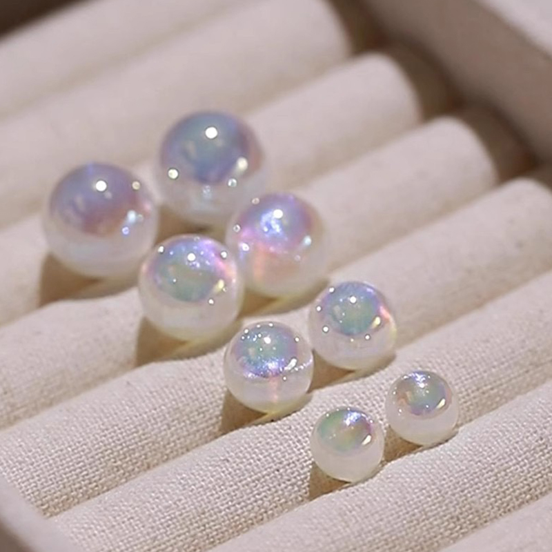 幻彩人鱼姬珍珠耳钉小众设计高级