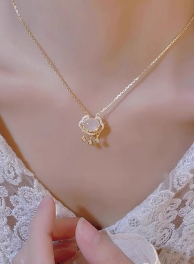 猫眼石平安锁项链女2025年新款