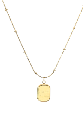 甜酷方牌项链女字母搭配夏季