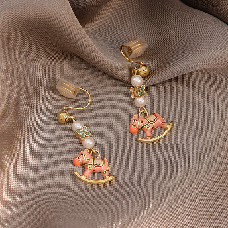 粉色小马重工滴油粉色小马珍珠蚊香盘耳夹无耳洞耳钉女少女感耳环,饰品/流行首饰/时尚饰品新,耳钉,淘宝优惠券,粉丝福利购,淘宝优惠卷
