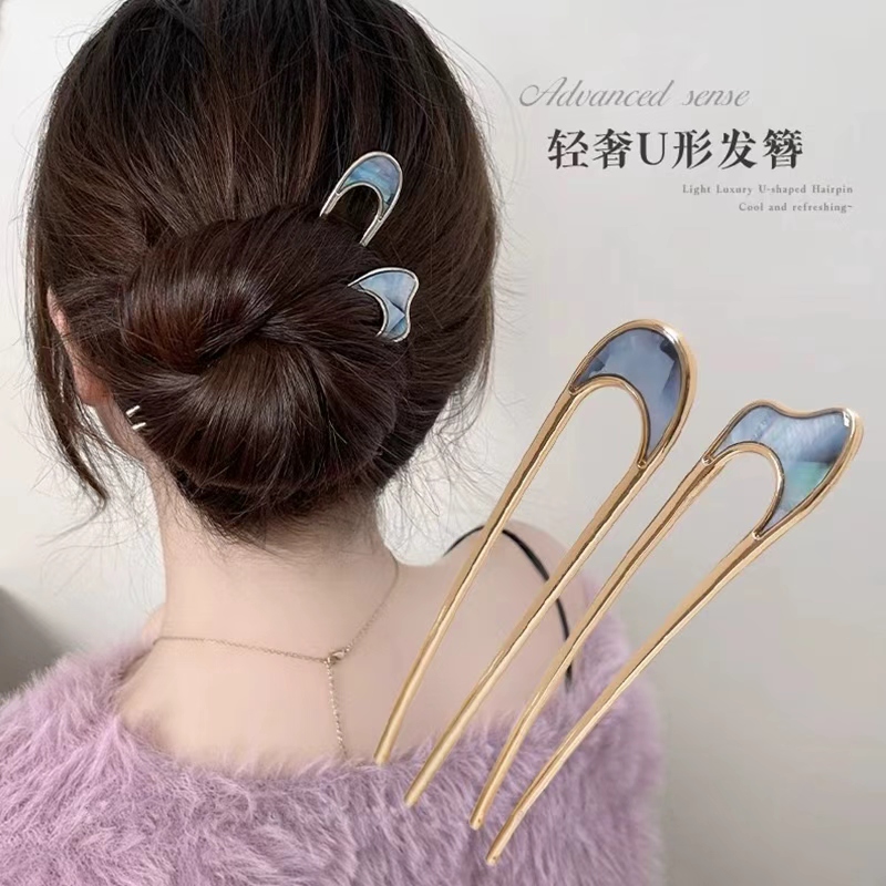 u型发簪高级感新中式发量少盘发神器后脑勺发夹头饰女发钗簪子