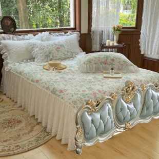 欧式 通用 夹棉席梦思床罩单件加厚蕾丝床裙三件套无床尾两侧裙四季