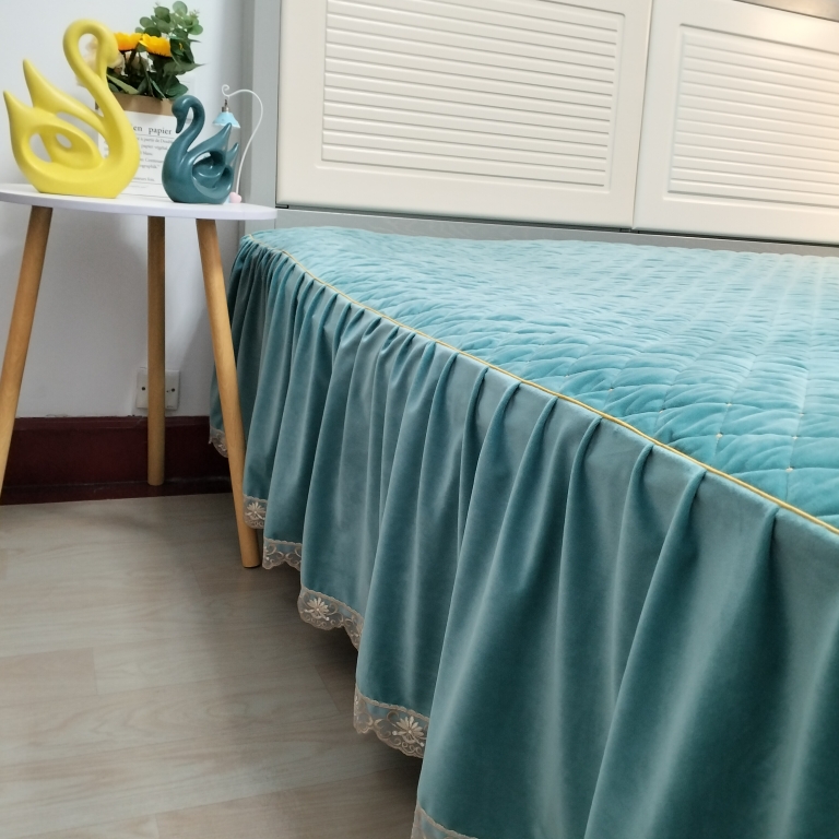 2024新款床裙秋冬天珊瑚绒牛奶绒床罩夹棉加厚床单防滑加绒面欧式