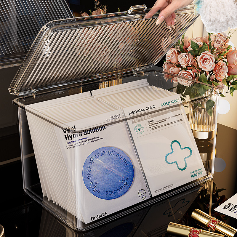 化妆品收纳盒桌面高级感透明亚克力翻盖式简约防尘储物盒口红香水,收纳整理,桌面收纳盒,淘宝优惠券,粉丝福利购,淘宝优惠卷