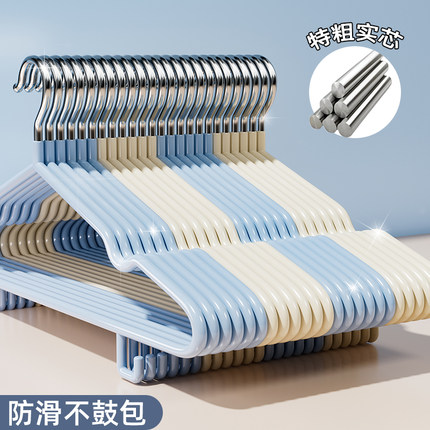 衣架家用挂衣加粗加大衣服挂架无痕防滑不锈钢宿舍用学生晾衣撑子