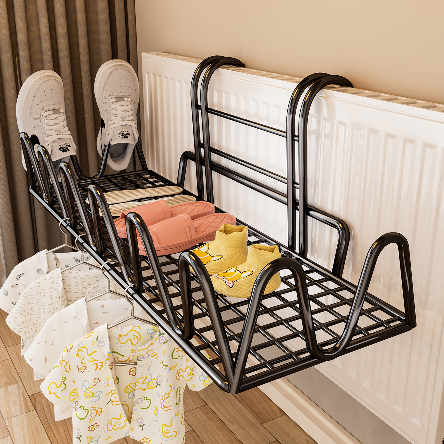 架子挂钩家用烘干凉衣神器暖气片