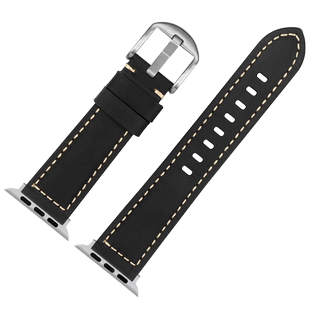适用苹果Apple Watch Ultra表带iwatch8真皮表带Series8 S7智能运动6/5/4/3代45mmSE男女腕带疯马皮手表带