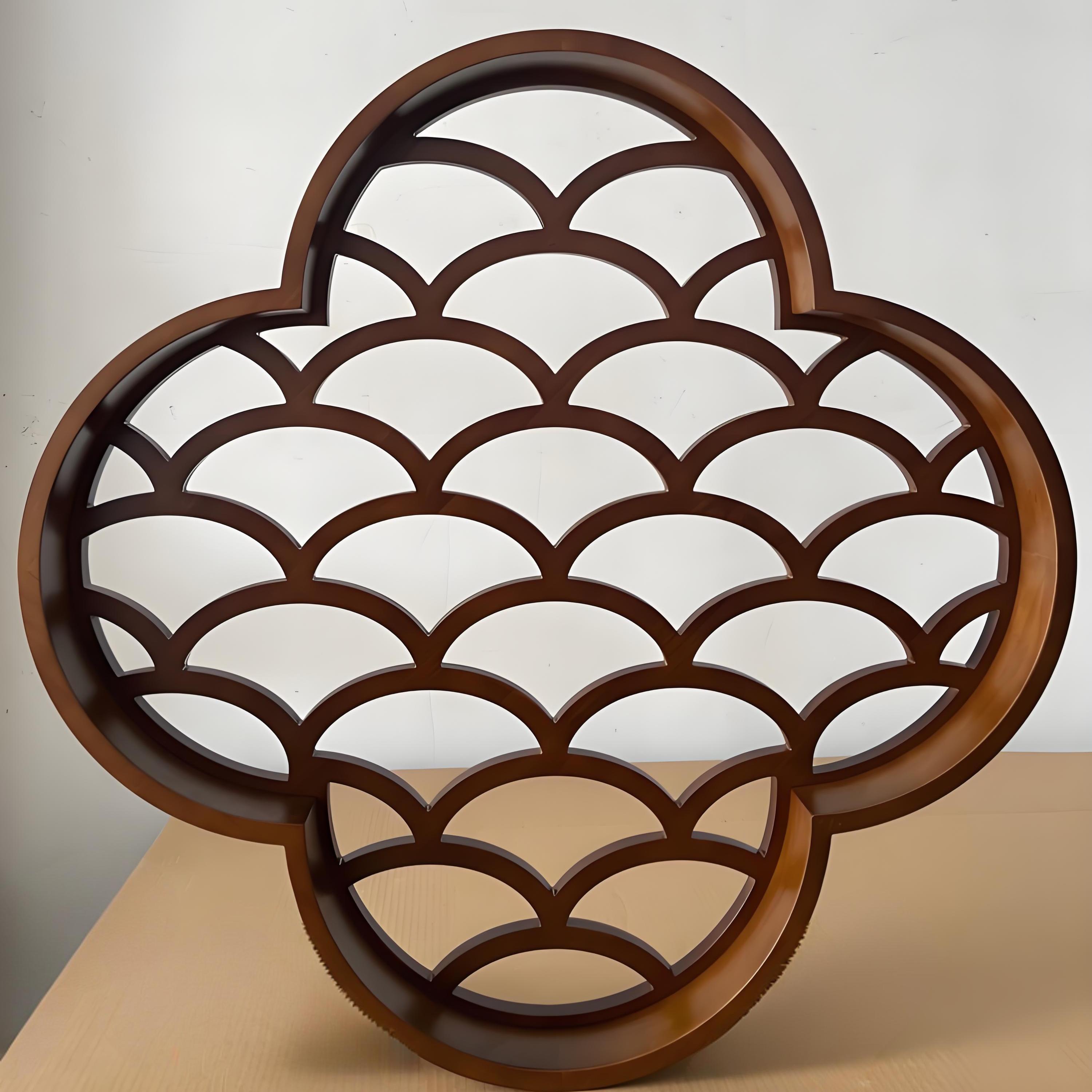 中式实木梅花镂空隔断屏风线条