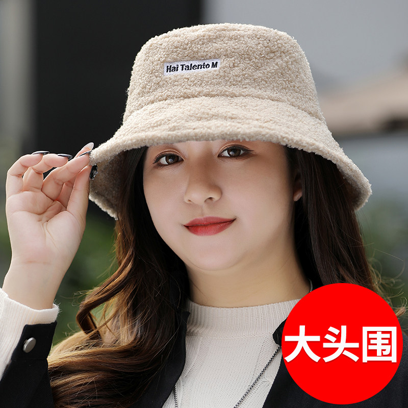 渔夫帽潮牌圆脸适合羊羔毛大头围