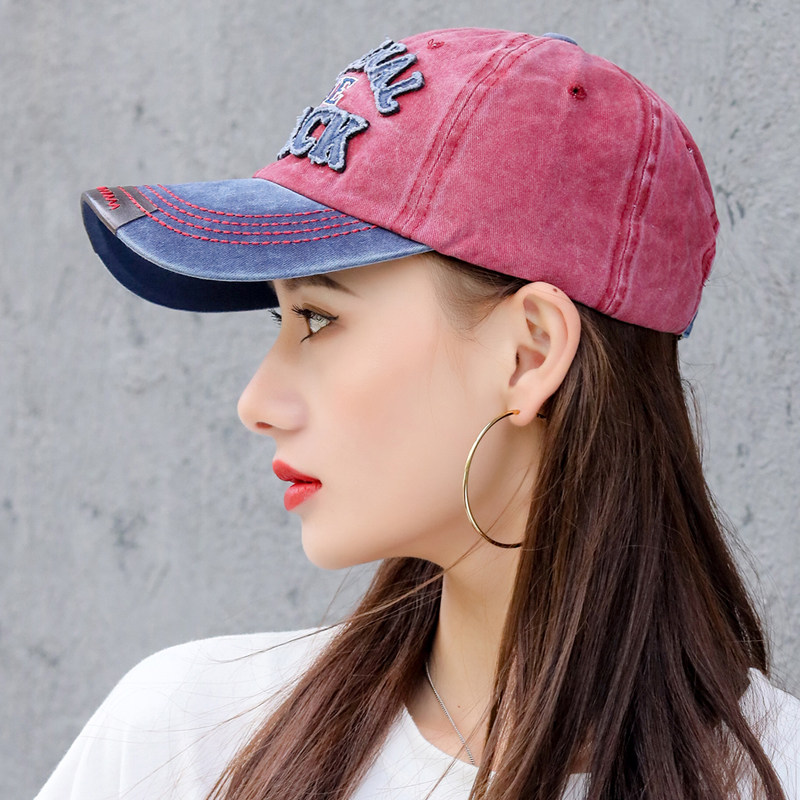 ins风酒红色嘻哈水洗复古棒球帽