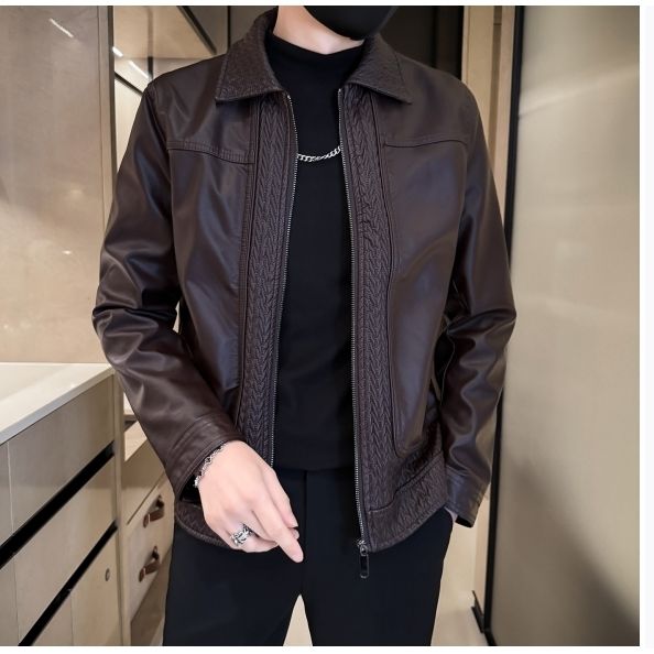 高级感爆款流行的皮夹克男痞帅气pu上衣春秋季潮牌机车服皮衣外套