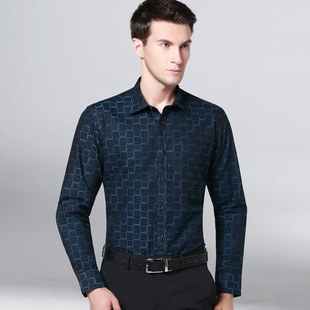 男式格子羽绒保暖衬衫冬季商务男装夹层白鸭绒加厚加绒长袖衬衣