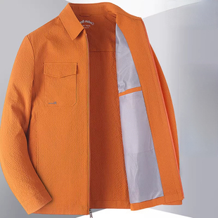 泡泡纱提花夹克男式春款中青年茄克外套男士休闲潮外套