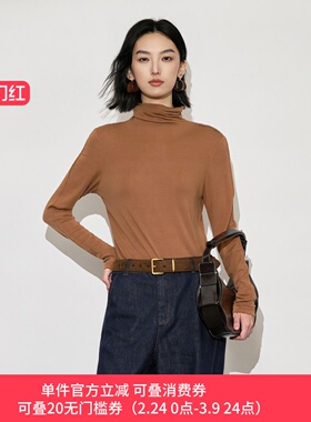 XG/雪歌2025年冬季新款百搭高领修身针织衫打底衫女XK401005A533