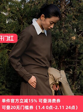 XG/雪歌26年春季新款卫衣女长袖套头假两件针织上衣XL101015A209