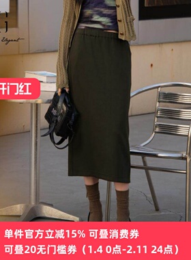 XG/雪歌直筒半身裙女2025春新款高腰显瘦中长款裙子XK103009A543