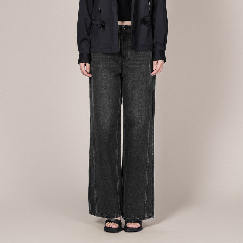 XG/雪歌26春款简约风直筒牛仔裤女长裤显瘦休闲裤子XL102017A390