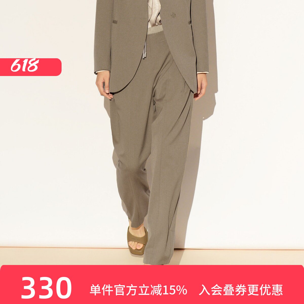 XG/雪歌26春款阔腿裤女宽松直筒长裤通勤百搭休闲裤XL102004A285