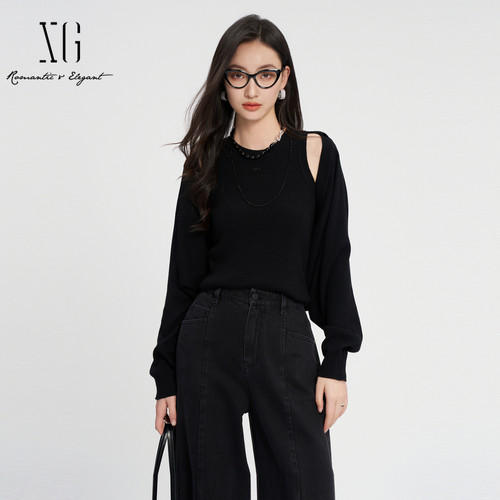 XG/雪歌针织衫女宽松休闲毛衫